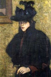 Portrait De Femme Au Chapeau by Fabien Viellard Launay