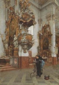 Innenansicht Des Marienmunsters Zu Diesen Am Ammersee by Anton Laupheimer