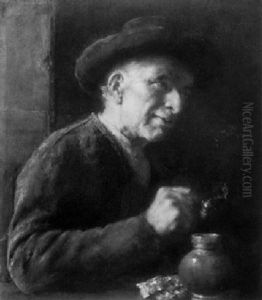 Ein Pfeifenraucher by Anton Laupheimer