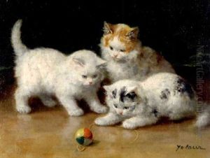 Drei Katzchen Spielen Mit Einem Ball by Marie Yvonne Laur