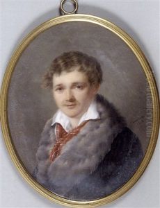 Portrait D'homme A La Redingote Verte Et Large Col De Fourrure Grise