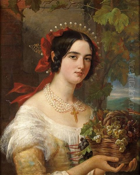 Portrait De Femme Au Panier De Raisins - view 1
