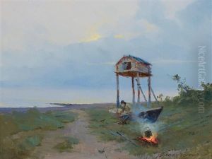 A View Of An Old Fisherman And Cache by Sydney Mortimer Laurence