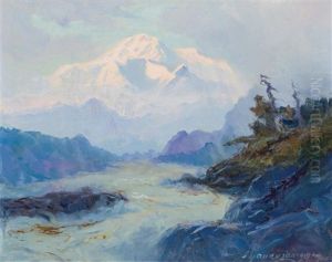Mount Mckinley From The Rapids Of The Tokositna River by Sydney Mortimer Laurence