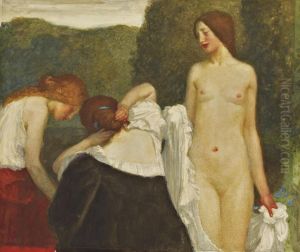 Three Girls Preparing To Bathe