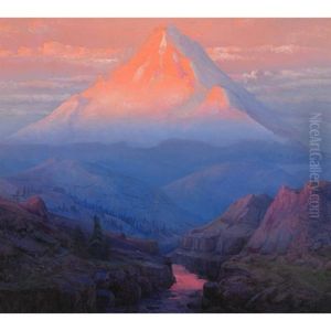 Extensive Mountain Landscape At Sunset by Sydney Mortimer Laurence