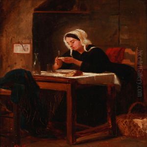 A Women Preparing Her Food At The Table by Sophie Bell