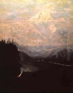 Campfire On A Mountainous Lake