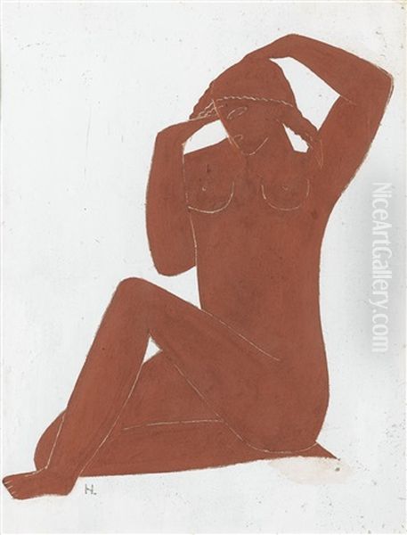 Femme Assise Se Coiffant - view 1
