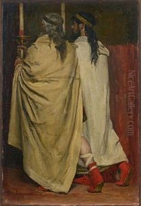 Deux Hommes En Toge, De Dos, Tenant Un Chandelier; Etude Pour Les Recits Des Temps Merovingiens D'augustin Thierry (study) Deux Hommes En Toge, De Dos, Tenant Un Chandelier; Etude Pour Les Recits Des Temps Merovingiens D'augustin Thierry (study)