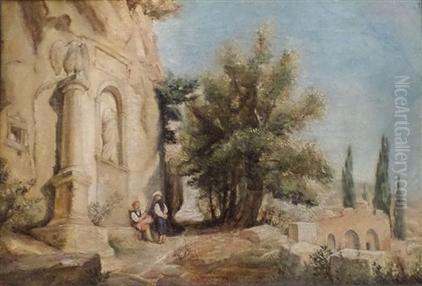 Deux Orientaux Devant Un Temple - view 1