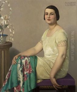 Jeune Femme Aux Orchidees, Helene Kauffmann by Paul Albert Laurens
