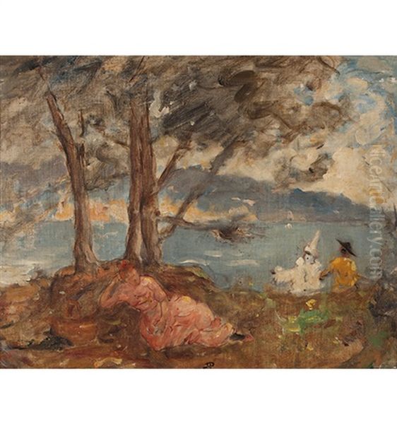 Landschaft Mit Ruhender Frau Und Arlequins - view 1