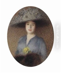 Elegant Lady With Hat And Yellow Rose