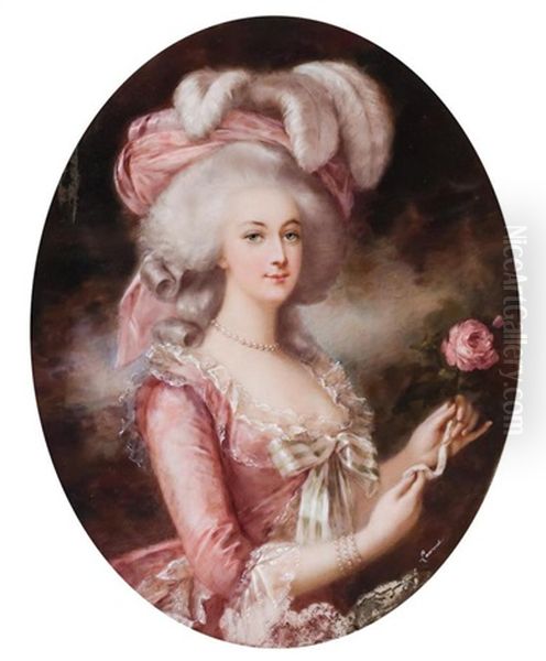 Portrait Of Marie Antoinette (after Elizabeth Vigee Lebrun) by Jean Antoine Laurent