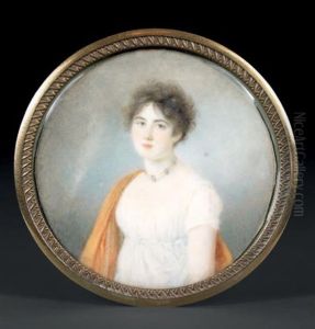 Portrait De Jeune Femme En Buste De Trois-quarts Vers La Gauche Presque De Face En Robe De Voile Blanc Portant Un Collier De Camees by Jean Antoine Laurent
