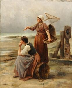 Les Remailleuses De Filet by Henri Alphonse Laurent-Desrousseaux