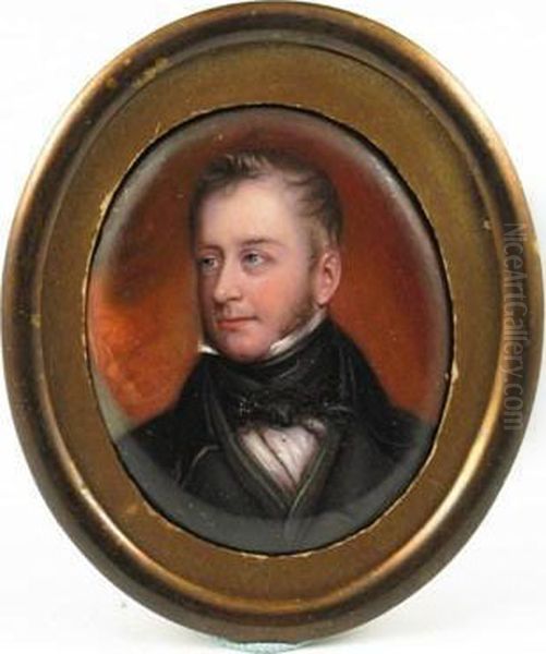Lord Fitzgerald, Head And Shoulders, Facing Left, In A Black Coat - view 1