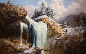 Winter Landscape - Frozen Falls by William Charles Bell