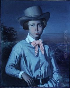 Young Boy Standing In An Algerian Landscape by Emmanuel Joseph Lauret