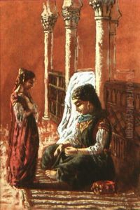 Jeune Algeroise Et Sa Mere by Emmanuel Joseph Lauret