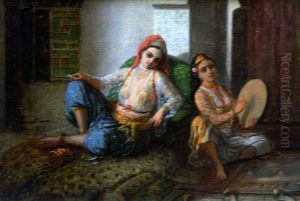L'odalisque (+ Musiciennes Au Harem, 1836; Pair) by Emmanuel Joseph Lauret