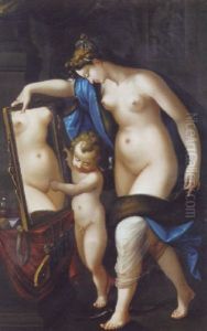 Venus Betragter Sig Selv I Et Spejl Assister Af Amor
