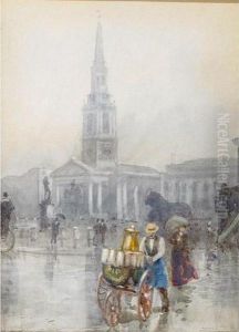 St. Mary-le-strand, Trafalgar Square, London by Frederic Marlett Bell-Smith