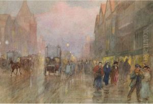 London - The Old And The New (holborn - Staple Inn On The Right) by Frederic Marlett Bell-Smith