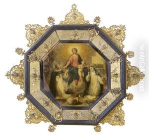 The Virgin And Child With Saints Dominic & Theresa (+ The Vision Of St. Dominic; Pair) by Filippo Lauri