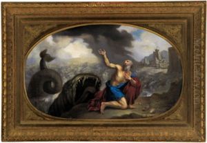 Jonas Und Der Walfisch, Im Hintergrund Die Stadt Ninive by Filippo Lauri