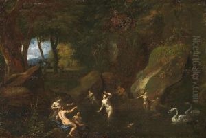 Badende Nymphen In Einer Waldlandschaft Badende Nymphen In Einer Waldlandschaft