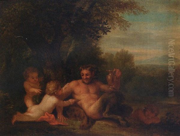 A Satyr And Putti In A Landscape - view 1