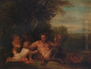 A Satyr And Putti In A Landscape