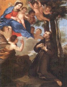 The Madonna And Child Appearing To Saint Francis by Filippo Lauri