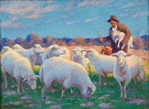 Shepherd And His Flock by Thomas G. de Laurier