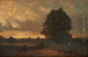 Retour Des Champs Au Coucher Du Soleil by Paul J. Lauters