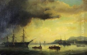 Bateaux Dans Le Port by Lauvergne, Barthelemy