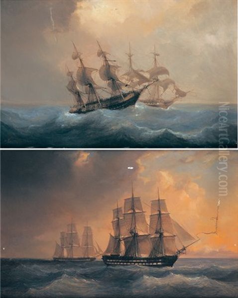 Navires Sur Une Mer Agitee (+ Another, Similar; Pair) - view 1