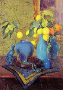 Branches De Citronniers Et D'orangers Dans Un Vase by Jeanne Lauvernay-Petitjean