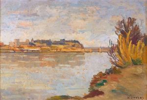 Vue D'avignon Depuis La Berge by Abel Louis Alphonse Lauvray