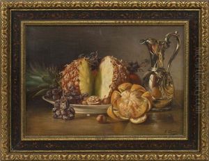 Still Life Of A Silver Pitcher by August Laux