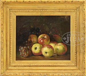 Still Life With Apples And Grapes by August Laux