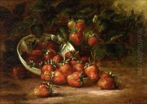 Still Life With Bowl Of Strawberries by August Laux