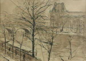 Vue Du Pont Royal Et Du Pavillon De Flore, Prise Du Quai Voltaire. by Gilbert Louis Bellan