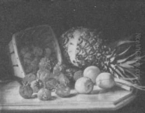 A Still Life Of Strawberries, Peaches & A Pineapple On A Marble Top A Still Life Of Strawberries, Peaches & A Pineapple On A Marble Top