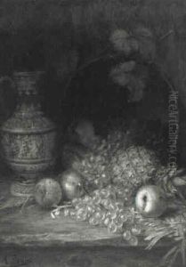 Still Life With Fruit, Vase And Basket by August Laux