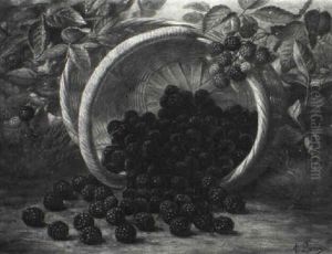 Nature Still Life/overturned Basket Of Blackberries