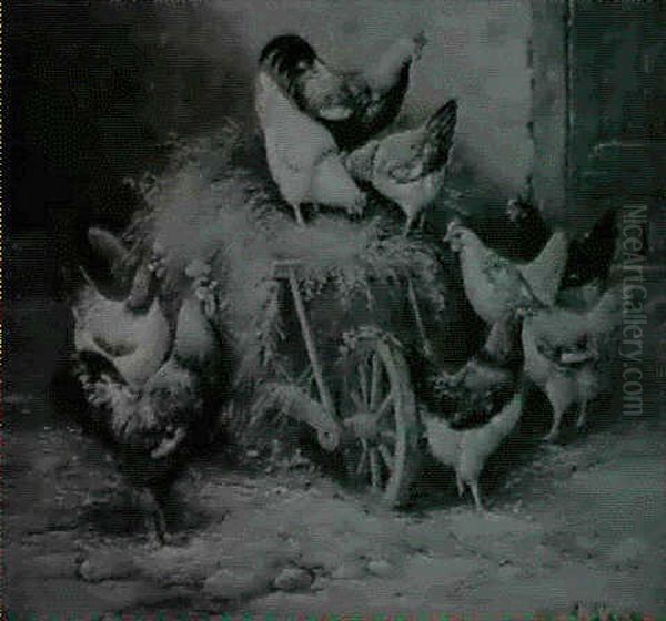 Chickens In A Barnyard - view 1