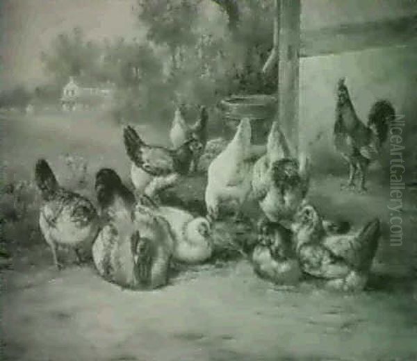 Chickens Outside A Stable - view 1
